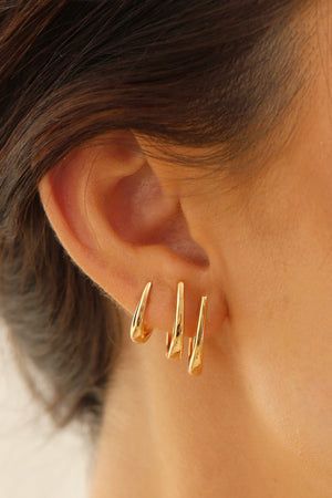 Trio de Argolas Gotas Lisas Banhado a Ouro 18K