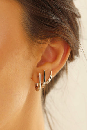 Trio de Argolas Gotas Lisas Ródio Branco