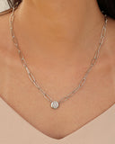 Gargantilha Elos Ovais Ponto de Luz Cristal Ródio Branco - 45 cm