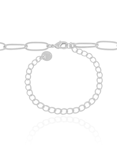 Colar Elos Ovais Ponto de Luz Cristal Ródio Branco - 45 cm
