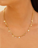 Gargantilha Plaquinhas Pontos de Luz Cristal Banhado a Ouro 18K - 45 cm