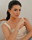 Gargantilha Plaquinhas Pontos de Luz Cristal Ródio Branco - 45 cm