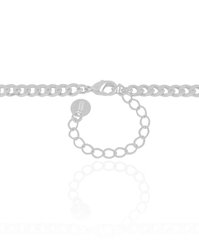 Gargantilha Plaquinhas Pontos de Luz Cristal Ródio Branco - 45 cm
