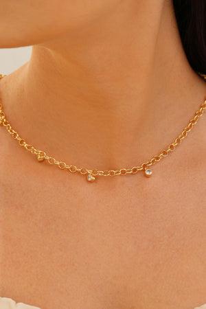 Gargantilha Elos Portugueses Pontos de Luz Cristal Banhado a Ouro 18K - 45 cm