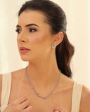 Gargantilha Elos Portugueses Pontos de Luz Cristal Ródio Branco - 45 cm