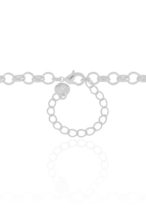 Gargantilha Elos Portugueses Pontos de Luz Cristal Ródio Branco - 45 cm