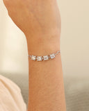 Pulseira Fecho Gravata Quadrados Cristal Ródio Branco