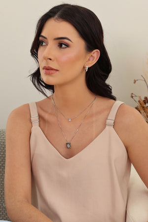 Brinco Argola Click Gotas Cristal 1.9 cm Ródio Branco