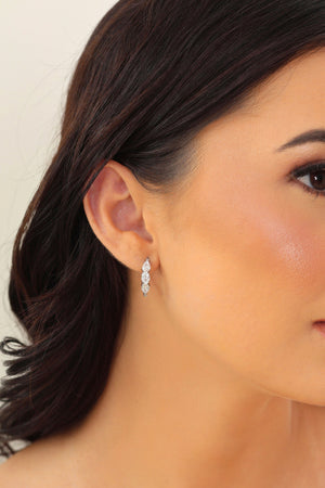 Brinco Argola Click Gotas Cristal 1.9 cm Ródio Branco