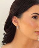 Brinco Argola Click Gotas Cristal 1.9 cm Ródio Branco