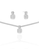 Conjunto Malha Fita Coração Cravejado Cristal Ródio Branco