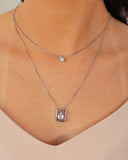 Gargantilha Dupla Gotas Cristal Ródio Branco