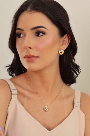 Brinco Redondo Ponto de Luz Cristal 1.7 cm Banhado a Ouro 18K