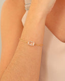 Pulseira Elos Retangulo Cristal Banhado a Ouro 18K