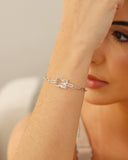 Pulseira Elos Retangulo Cristal Ródio Branco