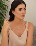 Brinco Argola Click Quadrados Cristal 1.5 cm Ródio Branco