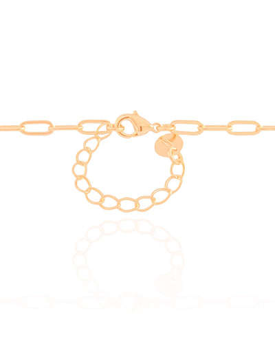 Colar Elos Retângulo Cristal Banhado a Ouro 18K - 45 cm