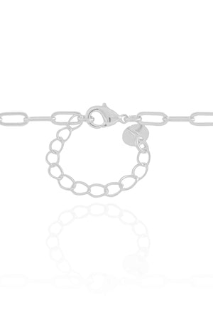 Gargantilha Elos Retângulo Cristal Ródio Branco - 45 cm