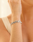 Pulseira Folhas Lisas Ródio Branco