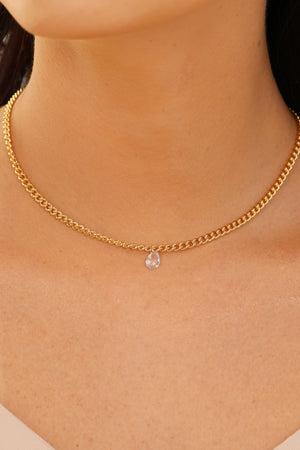 Choker Grumet Gota Cristal Banhado a Ouro 18K