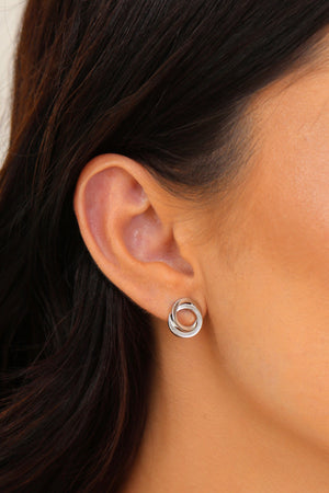 Brinco Círculos Entrelaçados 1.3 cm Ródio Branco