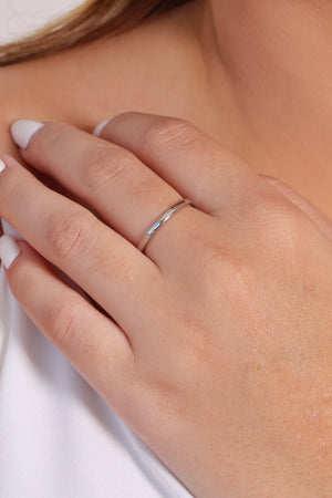 Anel Ajustável Liso Tamanho G Ródio Branco