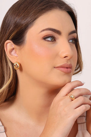 Anel Ajustável Gota Lisa Tamanho P Banhado a Ouro 18K