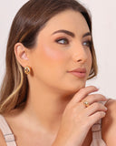 Anel Ajustável Gota Lisa Tamanho P Banhado a Ouro 18K