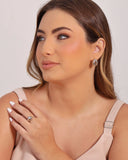 Anel Ajustável Gota Lisa Tamanho M Ródio Branco