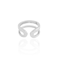 Anel Ajustável Filetes Lisos Tamanho P Ródio Branco