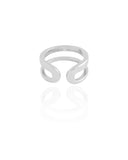 Anel Ajustável Filetes Lisos Tamanho P Ródio Branco