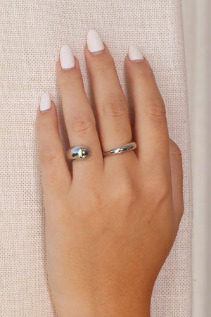 Anel Ajustável Dois Dedos Liso Tamanho Único Ródio Branco