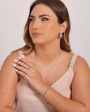 Brinco Argola Filetes Frisada Fecho Italiano 2.4 cm Ródio Branco