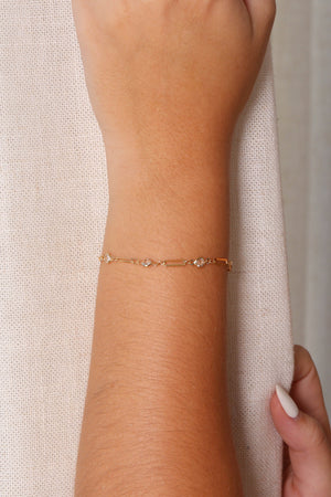 Pulseira Elos Pontos de Luz Cristal Banhado a Ouro 18K