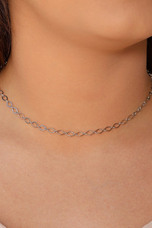 Choker Elos Losango 4 mm Ródio Branco