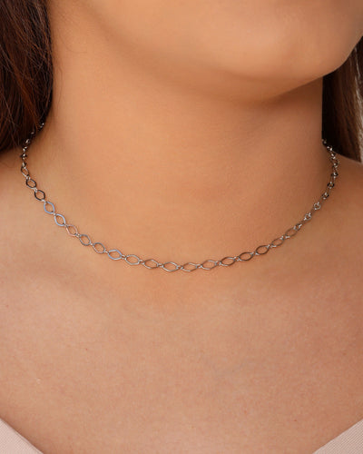 Choker Elos Losango 4 mm Ródio Branco - 35 cm