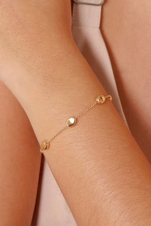 Pulseira Elos Ovais Lisos Banhado a Ouro 18K