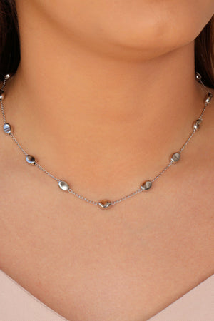 Gargantilha Elos Ovais Lisos Ródio Branco - 40 cm