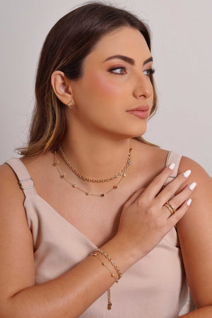 Choker Elos Quadrados Lisos Banhado a Ouro 18K