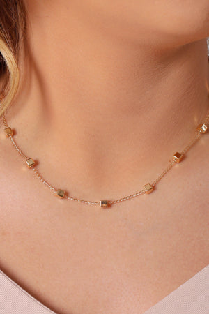 Choker Elos Quadrados Lisos Banhado a Ouro 18K