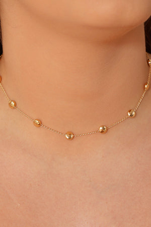 Choker Elos Bolas Achatadas Banhado a Ouro 18K