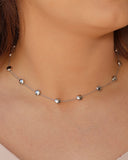 Choker Elos Bolas Achatadas Ródio Branco
