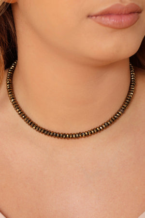Choker Hematita Dourada 6 mm Banhado a Ouro 18K