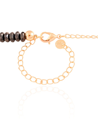 Choker Hematita Grafite 6 mm Banhado a Ouro 18K