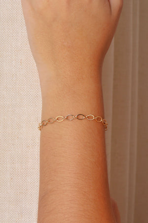 Pulseira Elos Losango 5 mm Banhado a Ouro 18K