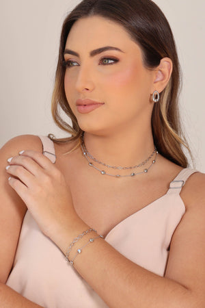 Pulseira Elos Losango 5 mm Ródio Branco