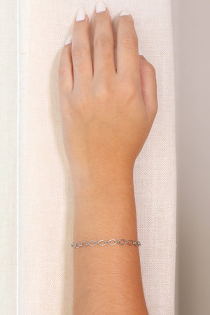 Pulseira Elos Losango 5 mm Ródio Branco