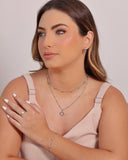 Pulseira Elos Estrelas Lisas Ródio Branco