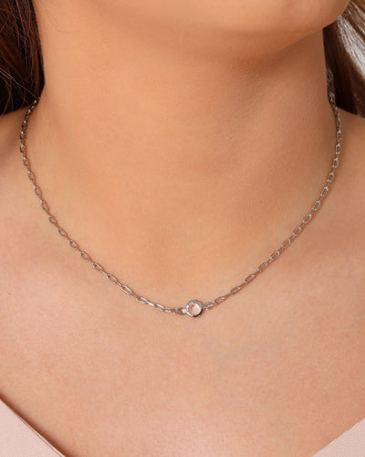 Choker Elos Ponto de Luz Cristal 6 mm Ródio Branco - 35 cm