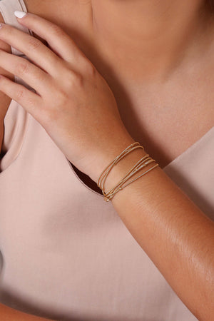 Pulseira Corda de Violão Bolinhas 3 mm Banhado a Ouro 18K